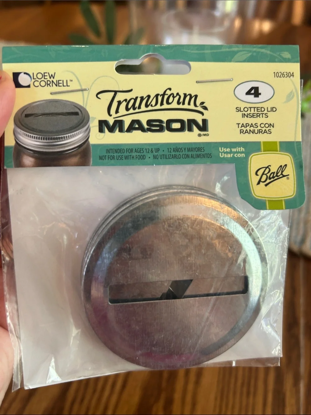 Loew Cornell Mason Jar Bank Slotted Lid Inserts, 4-Pack - Silver